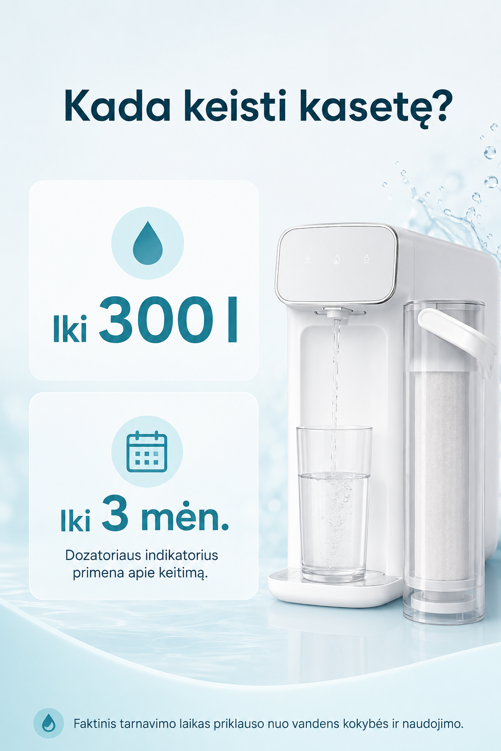Waterdrop CF01 kasetės talpa ir keitimo intervalas
