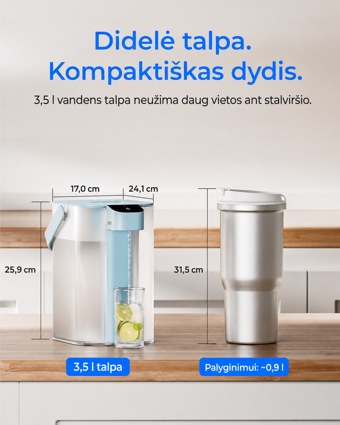 Elektrinis stalinis vandens filtras, 3,5 l