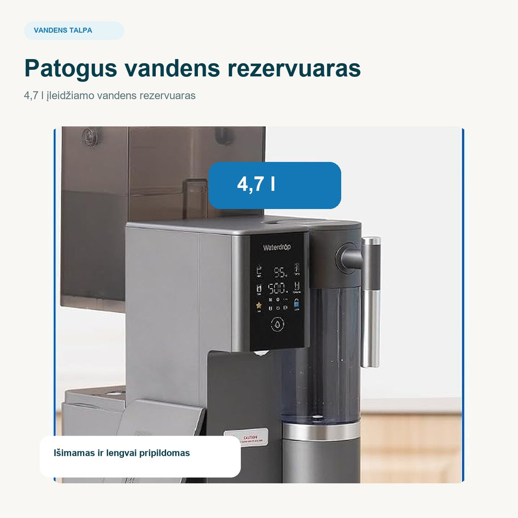 Waterdrop A2G – išimamas 4,7 litro įleidžiamo vandens rezervuaras