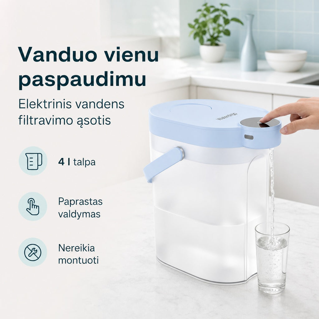 Mėlynas Waterdrop ED06 4 l elektrinis ąsotis, vanduo vienu paspaudimu