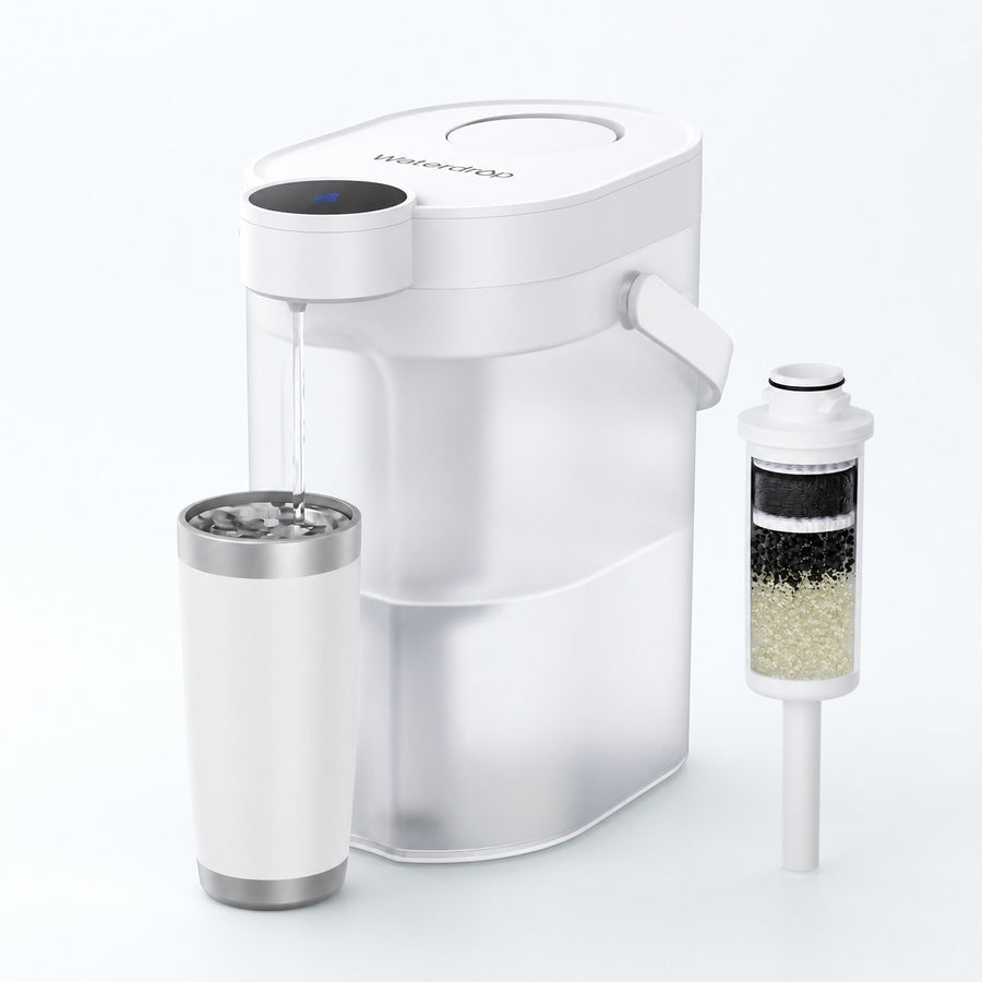 Baltas Waterdrop ED06 elektrinis vandens filtravimo ąsotis su filtro kasete