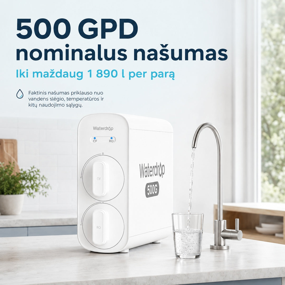 Waterdrop G5P500 500 GPD nominalus našumas