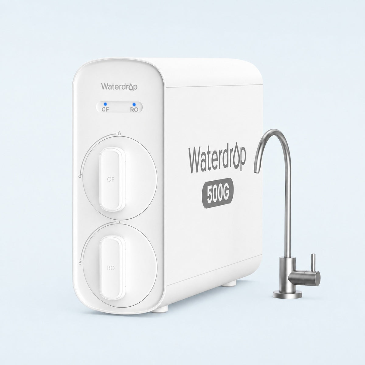 Waterdrop G5P500 sistema ir čiaupas standartizuotame aqua fone