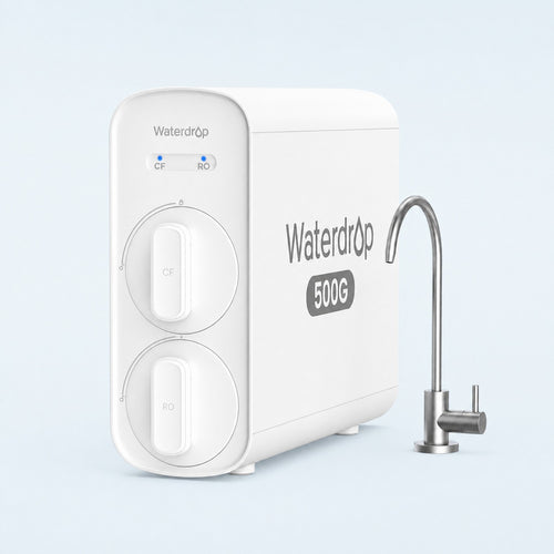 Waterdrop G5P500 sistema ir čiaupas standartizuotame aqua fone