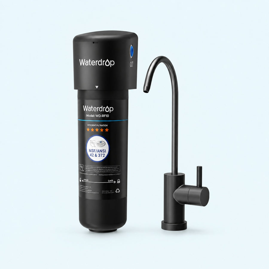 Waterdrop WD-10UB-B vandens filtras ir atskiras juodas čiaupas