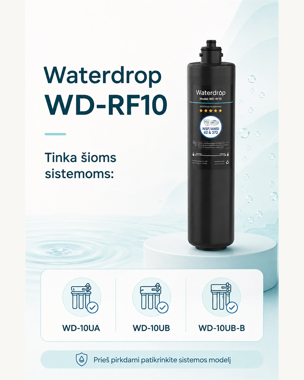 Waterdrop WD-RF10 suderinamumas su WD-10UA ir WD-10UB serija